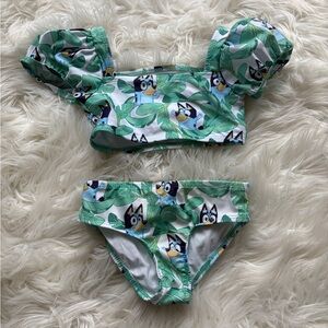 Green Cartoon Print Bikini Set